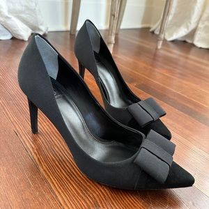Tory Burch black heels with fabric bow